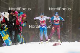22.01.2017, Ulricehamn, Sweden (SWE): Kerttu Niskanen (FIN), Alisa Zhambalova (RUS), (l-r)  - FIS world cup cross-country, 4x5km women, Ulricehamn (SWE). www.nordicfocus.com. © Modica/NordicFocus. Every downloaded picture is fee-liable.