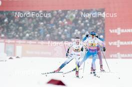 22.01.2017, Ulricehamn, Sweden (SWE): Maria Rydqvist (SWE), Laura Mononen (FIN), (l-r)  - FIS world cup cross-country, 4x5km women, Ulricehamn (SWE). www.nordicfocus.com. © Modica/NordicFocus. Every downloaded picture is fee-liable.