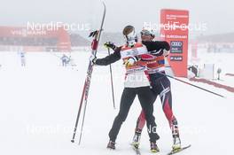 22.01.2017, Ulricehamn, Sweden (SWE): Ingvild Flugstad Oestberg (NOR), Marit Bjoergen (NOR), (l-r)  - FIS world cup cross-country, 4x5km women, Ulricehamn (SWE). www.nordicfocus.com. © Modica/NordicFocus. Every downloaded picture is fee-liable.