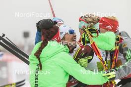 22.01.2017, Ulricehamn, Sweden (SWE): Sandra Ringwald (GER), Victoria Carl (GER), Katharina Hennig (GER), (l-r)  - FIS world cup cross-country, 4x5km women, Ulricehamn (SWE). www.nordicfocus.com. © Modica/NordicFocus. Every downloaded picture is fee-liable.