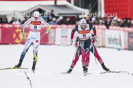 28.01.2017, Falun Sweden (SWE): Oskar Svensson (SWE), Emil Iversen (NOR), Sindre Bjoernestad Skar (NOR), (l-r)  - FIS world cup cross-country, individual sprint, Falun (SWE). www.nordicfocus.com. © Modica/NordicFocus. Every downloaded picture is fee-liable.