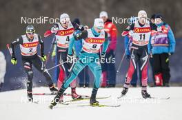 28.01.2017, Falun Sweden (SWE): Federico Pellegrino (ITA), Finn Haagen Krogh (NOR), Lucas Chanavat (FRA), Haavard Solaas Taugboel (NOR), (l-r)  - FIS world cup cross-country, individual sprint, Falun (SWE). www.nordicfocus.com. © Modica/NordicFocus. Every downloaded picture is fee-liable.