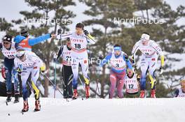 04.02.2017, Pyeong Chang, Korea (KOR): Martin Loewstroem Nyenget (NOR), Mathias Rundgreen (NOR), Robin Norum (SWE) - FIS world cup cross-country, skiathlon men, Pyeong Chang (KOR). www.nordicfocus.com. © Thibaut/NordicFocus. Every downloaded picture is fee-liable.
