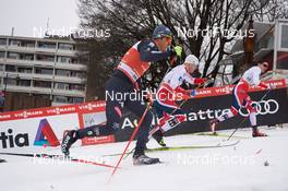 08.03.2017, Drammen, Norway (NOR): Federico Pellegrino (ITA), Sindre Bjoernestad Skar (NOR), Finn Haagen Krogh (NOR), (l-r)  - FIS world cup cross-country, individual sprint, Drammen (NOR). www.nordicfocus.com. © Rauschendorfer/NordicFocus. Every downloaded picture is fee-liable.