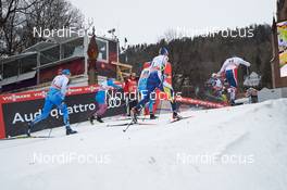 08.03.2017, Drammen, Norway (NOR): Matias Strandvall (FIN), Sergey Ustiugov (RUS), Anssi Pentsinen (FIN), Teodor Peterson (SWE), Emil Iversen (NOR), (l-r)  - FIS world cup cross-country, individual sprint, Drammen (NOR). www.nordicfocus.com. © Rauschendorfer/NordicFocus. Every downloaded picture is fee-liable.