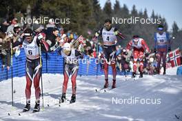 11.03.2017, Oslo, Norway (NOR): Hans Christer Holund (NOR), Sjur Roethe (NOR), Niklas Dyrhaug (NOR), Alex Harvey (CAN) - FIS world cup cross-country, mass men, Oslo (NOR). www.nordicfocus.com. © Thibaut/NordicFocus. Every downloaded picture is fee-liable.