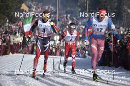 11.03.2017, Oslo, Norway (NOR): Niklas Dyrhaug (NOR), Alex Harvey (CAN), Andrey Larkov (RUS) - FIS world cup cross-country, mass men, Oslo (NOR). www.nordicfocus.com. © Thibaut/NordicFocus. Every downloaded picture is fee-liable.