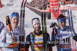 11.03.2017, Oslo, Norway (NOR): Iivo Niskanen (FIN), Martin Johnsrud Sundby (NOR), Alexander Bessmertnykh (RUS), (l-r) - FIS world cup cross-country, mass men, Oslo (NOR). www.nordicfocus.com. © NordicFocus. Every downloaded picture is fee-liable.