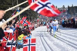 11.03.2017, Oslo, Norway (NOR): Sami Jauhojaervi (FIN), Noah Hoffman (USA) - FIS world cup cross-country, mass men, Oslo (NOR). www.nordicfocus.com. © Thibaut/NordicFocus. Every downloaded picture is fee-liable.