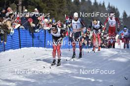 11.03.2017, Oslo, Norway (NOR): Hans Christer Holund (NOR), Sjur Roethe (NOR), Niklas Dyrhaug (NOR), Alex Harvey (CAN) - FIS world cup cross-country, mass men, Oslo (NOR). www.nordicfocus.com. © Thibaut/NordicFocus. Every downloaded picture is fee-liable.