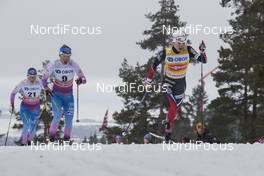 12.03.2017, Oslo, Norway (NOR): Aino-Kaisa Saarinen (FIN), Kerttu Niskanen (FIN), Heidi Weng (NOR), (l-r) - FIS world cup cross-country, mass women, Oslo (NOR). www.nordicfocus.com. © NordicFocus. Every downloaded picture is fee-liable.
