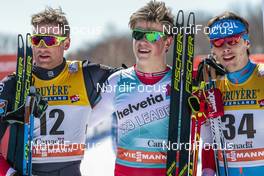 18.03.2017, Quebec, Canada (CAN): Niklas Dyrhaug (NOR), Johannes Hoesflot Klaebo (NOR), Alexander Bessmertnykh (RUS), (l-r)  - FIS world cup cross-country, mass men, Quebec (CAN). www.nordicfocus.com. © Modica/NordicFocus. Every downloaded picture is fee-liable.