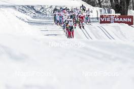 18.03.2017, Quebec, Canada (CAN): Marit Bjoergen (NOR) Leading the group - FIS world cup cross-country, mass women, Quebec (CAN). www.nordicfocus.com. © Modica/NordicFocus. Every downloaded picture is fee-liable.