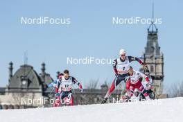 19.03.2017, Quebec, Canada (CAN): Sjur Roethe (NOR), Didrik Toenseth (NOR), Andrey Larkov (RUS), (l-r)  - FIS world cup cross-country, pursuit men, Quebec (CAN). www.nordicfocus.com. © Modica/NordicFocus. Every downloaded picture is fee-liable.