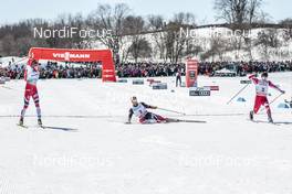 19.03.2017, Quebec, Canada (CAN): Johannes Hoesflot Klaebo (NOR), Niklas Dyrhaug (NOR), Alex Harvey (CAN), (l-r)  - FIS world cup cross-country, pursuit men, Quebec (CAN). www.nordicfocus.com. © Modica/NordicFocus. Every downloaded picture is fee-liable.