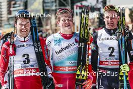 19.03.2017, Quebec, Canada (CAN): Alex Harvey (CAN), Johannes Hoesflot Klaebo (NOR), Niklas Dyrhaug (NOR), (l-r)  - FIS world cup cross-country, pursuit men, Quebec (CAN). www.nordicfocus.com. © Modica/NordicFocus. Every downloaded picture is fee-liable.