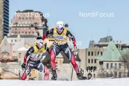 19.03.2017, Quebec, Canada (CAN): Heidi Weng (NOR), Marit Bjoergen (NOR), (l-r)  - FIS world cup cross-country, pursuit women, Quebec (CAN). www.nordicfocus.com. © Modica/NordicFocus. Every downloaded picture is fee-liable.