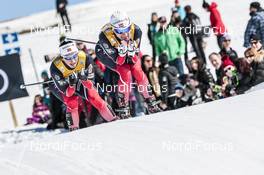 19.03.2017, Quebec, Canada (CAN): Marit Bjoergen (NOR), Heidi Weng (NOR), (l-r)  - FIS world cup cross-country, pursuit women, Quebec (CAN). www.nordicfocus.com. © Modica/NordicFocus. Every downloaded picture is fee-liable.
