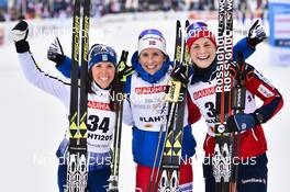 28.02.2017, Lahti, Finland (FIN): Charlotte Kalla (SWE), Marit Bjoergen (NOR), Astrid Uhrenholdt Jacobsen (NOR) - FIS nordic world ski championships, cross-country, 10km women, Lahti (FIN). www.nordicfocus.com. © Thibaut/NordicFocus. Every downloaded picture is fee-liable.