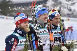 01.03.2017, Lahti, Finland (FIN): Martin Johnsrud Sundby (NOR), Iivo Niskanen (FIN), Niklas Dyrhaug (NOR) - FIS nordic world ski championships, cross-country, 15km men, Lahti (FIN). www.nordicfocus.com. © Thibaut/NordicFocus. Every downloaded picture is fee-liable.