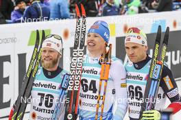 01.03.2017, Lahti, Finland (FIN): Martin Johnsrud Sundby (NOR), Iivo Niskanen (FIN), Niklas Dyrhaug (NOR), (l-r)  - FIS nordic world ski championships, cross-country, 15km men, Lahti (FIN). www.nordicfocus.com. © NordicFocus. Every downloaded picture is fee-liable.