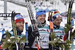 01.03.2017, Lahti, Finland (FIN): Martin Johnsrud Sundby (NOR), Iivo Niskanen (FIN), Niklas Dyrhaug (NOR) - FIS nordic world ski championships, cross-country, 15km men, Lahti (FIN). www.nordicfocus.com. © Thibaut/NordicFocus. Every downloaded picture is fee-liable.