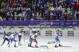 23.02.2017, Lahti, Finland (FIN): Jovian Hediger (SUI), Martti Jylhae (FIN), Andrew Newell (USA), Renaud Jay (FRA), Finn Haagen Krogh (NOR), Ristomatti Hakola (FIN) - FIS nordic world ski championships, cross-country, individual sprint, Lahti (FIN). www.nordicfocus.com. © Thibaut/NordicFocus. Every downloaded picture is fee-liable.