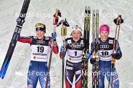 23.02.2017, Lahti, Finland (FIN): Jessica Diggins (USA), Maiken Caspersen Falla (NOR), Kikkan Randall (USA) - FIS nordic world ski championships, cross-country, individual sprint, Lahti (FIN). www.nordicfocus.com. © Thibaut/NordicFocus. Every downloaded picture is fee-liable.