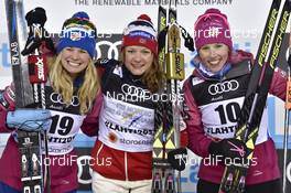 23.02.2017, Lahti, Finland (FIN): Jessica Diggins (USA), Maiken Caspersen Falla (NOR), Kikkan Randall (USA), (l-r) - FIS nordic world ski championships, cross-country, individual sprint, Lahti (FIN). www.nordicfocus.com. © Thibaut/NordicFocus. Every downloaded picture is fee-liable.