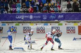 23.02.2017, Lahti, Finland (FIN): Federico Pellegrino (ITA), Teodor Peterson (SWE), Johannes Hoesflot Klaebo (NOR), Richard Jouve (FRA) - FIS nordic world ski championships, cross-country, individual sprint, Lahti (FIN). www.nordicfocus.com. © Thibaut/NordicFocus. Every downloaded picture is fee-liable.