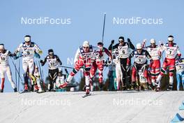 05.03.2017, Lahti, Finland (FIN): Marcus Hellner (SWE), Roman Furger (SUI), Anders Gloeersen (NOR), Martin Johnsrud Sundby (NOR), Dario Cologna (SUI), Hans Christer Holund (NOR), (l-r)  - FIS nordic world ski championships, cross-country, mass men, Lahti (FIN). www.nordicfocus.com. © Modica/NordicFocus. Every downloaded picture is fee-liable.