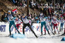 05.03.2017, Lahti, Finland (FIN): Maurice Manificat (FRA), Dario Cologna (SUI), Jean Marc Gaillard (FRA), Anders Gloeersen (NOR), (l-r)  - FIS nordic world ski championships, cross-country, mass men, Lahti (FIN). www.nordicfocus.com. © Modica/NordicFocus. Every downloaded picture is fee-liable.