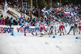 04.03.2017, Lahti, Finland (FIN): Competitors after the start  (l-r)  - FIS nordic world ski championships, cross-country, mass women, Lahti (FIN). www.nordicfocus.com. © Modica/NordicFocus. Every downloaded picture is fee-liable.
