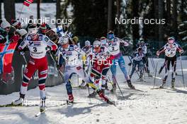 04.03.2017, Lahti, Finland (FIN): Marit Bjoergen (NOR), Charlotte Kalla (SWE), Heidi Weng (NOR), Krista Parmakoski (FIN), Teresa Stadlober (AUT), (l-r)  - FIS nordic world ski championships, cross-country, mass women, Lahti (FIN). www.nordicfocus.com. © Modica/NordicFocus. Every downloaded picture is fee-liable.