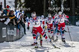 04.03.2017, Lahti, Finland (FIN): Marit Bjoergen (NOR), Astrid Uhrenholdt Jacobsen (NOR), Heidi Weng (NOR), (l-r)  - FIS nordic world ski championships, cross-country, mass women, Lahti (FIN). www.nordicfocus.com. © Modica/NordicFocus. Every downloaded picture is fee-liable.