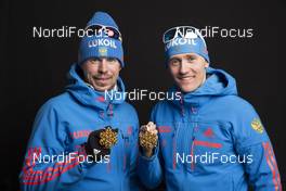 23.02.2017, Lahti, Finland (FIN): Sergey Ustiugov (RUS), Nikita Kriukov (RUS), (l-r)  - FIS nordic world ski championships, cross-country, medals, Lahti (FIN). www.nordicfocus.com. © Modica/NordicFocus. Every downloaded picture is fee-liable.