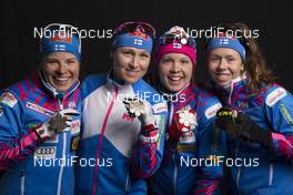 23.02.2017, Lahti, Finland (FIN): Krista Parmakoski (FIN), Aino-Kaisa Saarinen (FIN), Kerttu Niskanen (FIN), Laura Mononen (FIN), (l-r)  - FIS nordic world ski championships, cross-country, medals, Lahti (FIN). www.nordicfocus.com. © Modica/NordicFocus. Every downloaded picture is fee-liable.