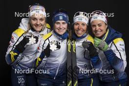 23.02.2017, Lahti, Finland (FIN): Stina Nilsson (SWE), Ebba Andersson (SWE), Charlotte Kalla (SWE), Anna Haag (SWE), (l-r)  - FIS nordic world ski championships, cross-country, medals, Lahti (FIN). www.nordicfocus.com. © Modica/NordicFocus. Every downloaded picture is fee-liable.