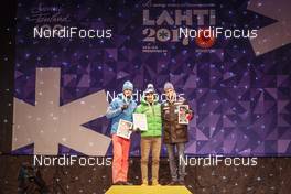 23.02.2017, Lahti, Finland (FIN): Sergey Ustiugov (RUS), Federico Pellegrino (ITA), Johannes Hoesflot Klaebo (NOR), (l-r) - FIS nordic world ski championships, cross-country, medals, Lahti (FIN). www.nordicfocus.com. © Modica/NordicFocus. Every downloaded picture is fee-liable.