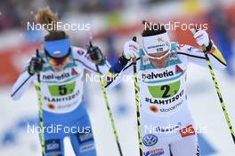 02.03.2017, Lahti, Finland (FIN): Charlotte Kalla (SWE), Ewelina Marcisz (POL) - FIS nordic world ski championships, cross-country, 4x5km women, Lahti (FIN). www.nordicfocus.com. © Thibaut/NordicFocus. Every downloaded picture is fee-liable.