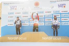 25.02.2017, Lahti, Finland (FIN): Krista Parmakoski (FIN), Marit Bjoergen (NOR), Charlotte Kalla (SWE), (l-r) - FIS nordic world ski championships, cross-country, skiathlon women, Lahti (FIN). www.nordicfocus.com. © Modica/NordicFocus. Every downloaded picture is fee-liable.