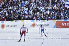 25.02.2017, Lahti, Finland (FIN): Marit Bjoergen (NOR), Krista Parmakoski (FIN) - FIS nordic world ski championships, cross-country, skiathlon women, Lahti (FIN). www.nordicfocus.com. © Thibaut/NordicFocus. Every downloaded picture is fee-liable.