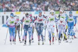 26.02.2017, Lahti, Finland (FIN): Kerttu Niskanen (FIN), Jessica Diggins (USA), Sadie Bjornsen (USA), Stina Nilsson (SWE), Ida Ingemarsdotter (SWE), (l-r)  - FIS nordic world ski championships, cross-country, team sprint, Lahti (FIN). www.nordicfocus.com. © Modica/NordicFocus. Every downloaded picture is fee-liable.
