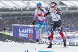 26.02.2017, Lahti, Finland (FIN): Aino-Kaisa Saarinen (FIN), Heidi Weng (NOR), (l-r)  - FIS nordic world ski championships, cross-country, team sprint, Lahti (FIN). www.nordicfocus.com. © Modica/NordicFocus. Every downloaded picture is fee-liable.