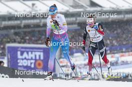 26.02.2017, Lahti, Finland (FIN): Kerttu Niskanen (FIN), Maiken Caspersen Falla (NOR), (l-r)  - FIS nordic world ski championships, cross-country, team sprint, Lahti (FIN). www.nordicfocus.com. © Modica/NordicFocus. Every downloaded picture is fee-liable.