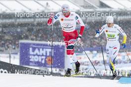 26.02.2017, Lahti, Finland (FIN): Emil Iversen (NOR), Teodor Peterson (SWE), (l-r)  - FIS nordic world ski championships, cross-country, team sprint, Lahti (FIN). www.nordicfocus.com. © Modica/NordicFocus. Every downloaded picture is fee-liable.