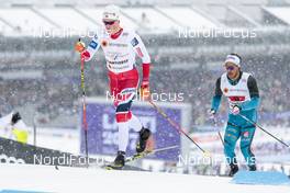 26.02.2017, Lahti, Finland (FIN): Johannes Hoesflot Klaebo (NOR), Richard Jouve (FRA), (l-r)  - FIS nordic world ski championships, cross-country, team sprint, Lahti (FIN). www.nordicfocus.com. © Modica/NordicFocus. Every downloaded picture is fee-liable.