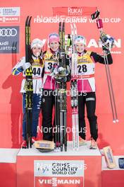 25.11.2017, Ruka, Finland (FIN): Charlotte Kalla (SWE), Marit Bjoergen (NOR), Ingvild Flugstad Oestberg (NOR), (l-r) - FIS world cup cross-country, 10km women, Ruka (FIN). www.nordicfocus.com. © Modica/NordicFocus. Every downloaded picture is fee-liable.
