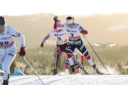 03.12.2017, Lillehammer, Norway (NOR): Teresa Stadlober (AUT), Marit Bjoergen (NOR), (l-r)  - FIS world cup cross-country, skiathlon women, Lillehammer (NOR). www.nordicfocus.com. © Modica/NordicFocus. Every downloaded picture is fee-liable.
