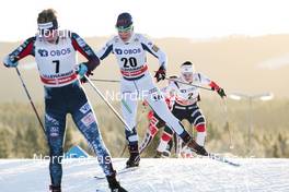 03.12.2017, Lillehammer, Norway (NOR): Jessica Diggins (USA), Krista Parmakoski (FIN), Marit Bjoergen (NOR), (l-r)  - FIS world cup cross-country, skiathlon women, Lillehammer (NOR). www.nordicfocus.com. © Modica/NordicFocus. Every downloaded picture is fee-liable.